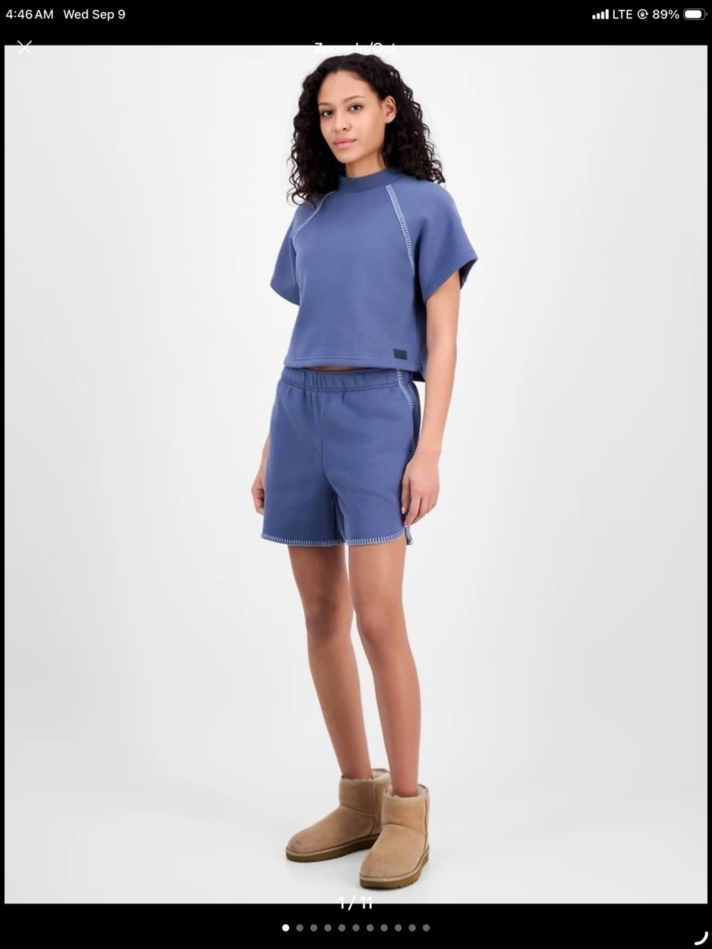 Ugg Blue Short-Sleeve Cropped Top for Women